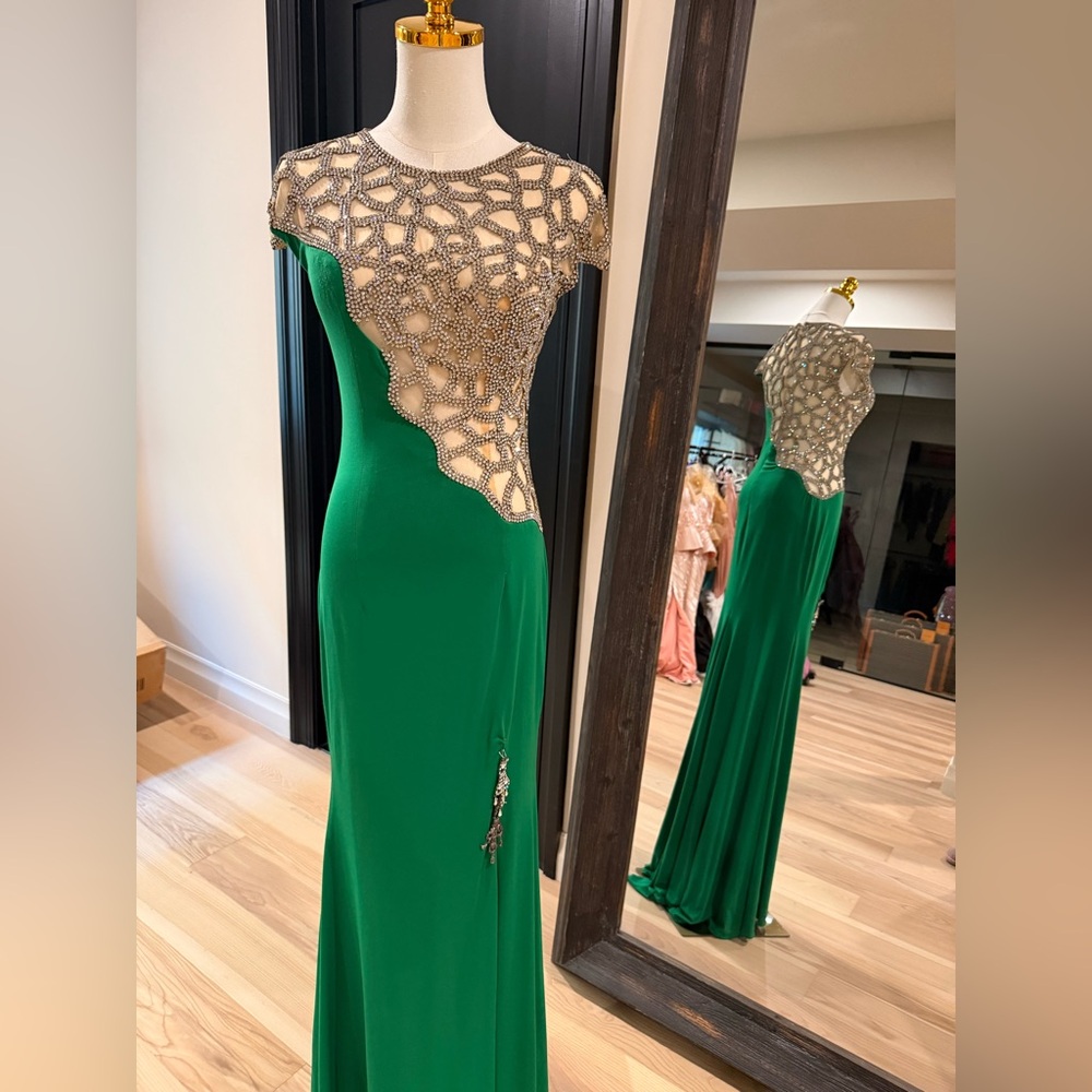 Jovani Emerald Gown with Sparkling Accents